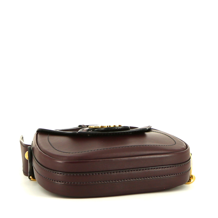 Sac bandoulière Dior  D-Fence en cuir bordeaux - Detail D5