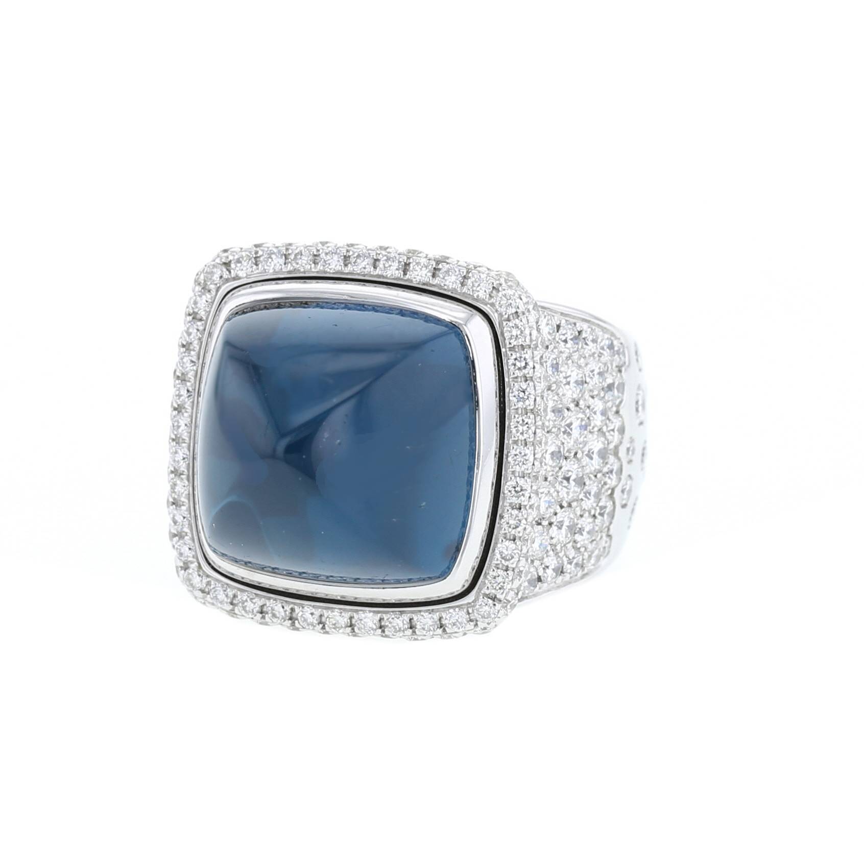 Fred Pain de Sucre large model ring in white gold, diamonds and topaz - 00pp