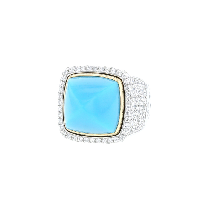 Anello trasformabile Fred Pain de Sucre modello grande in oro bianco, diamanti e topazio - Detail D2