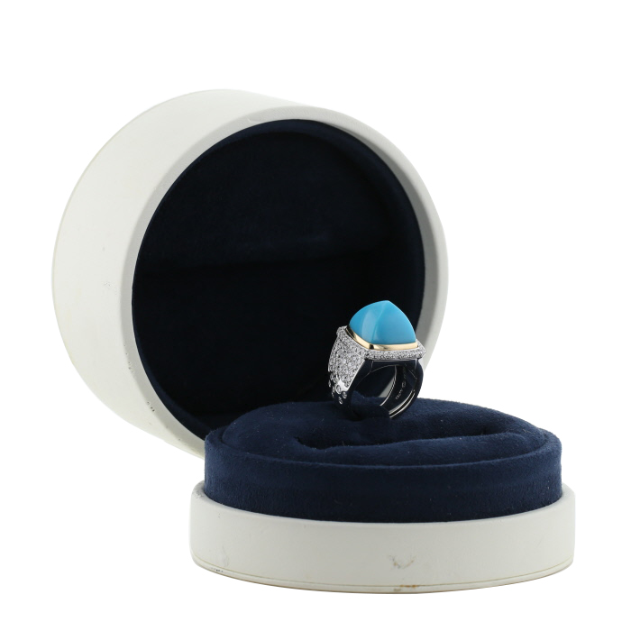 Anello trasformabile Fred Pain de Sucre modello grande in oro bianco, diamanti e topazio - Detail D3