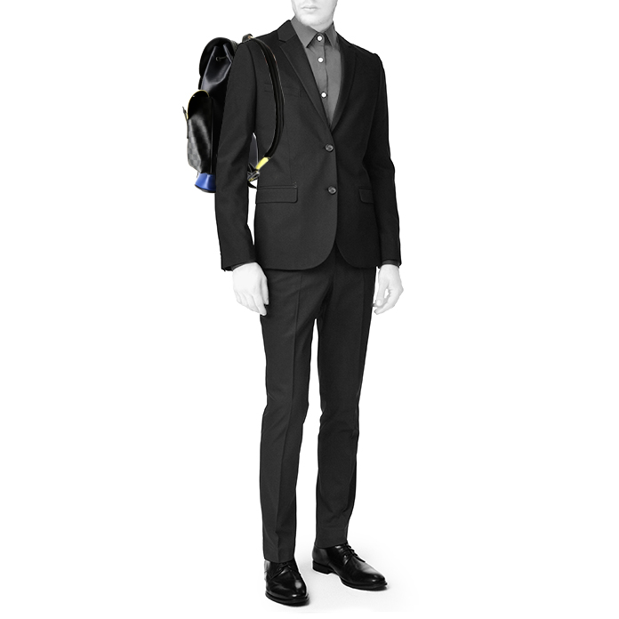 Sac à dos Louis Vuitton  Christopher en cuir épi noir jaune et bleu et toile damier noire - Detail D1