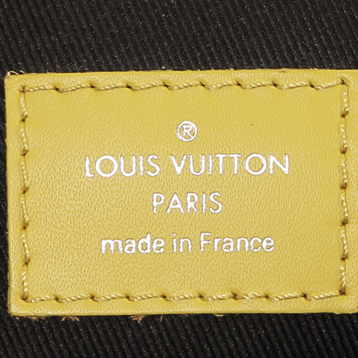 Sac à dos Louis Vuitton  Christopher en cuir épi noir jaune et bleu et toile damier noire - Detail D3
