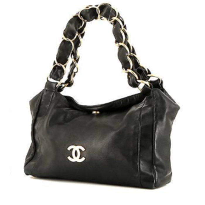 Chanel  Vintage shopping bag  in black leather