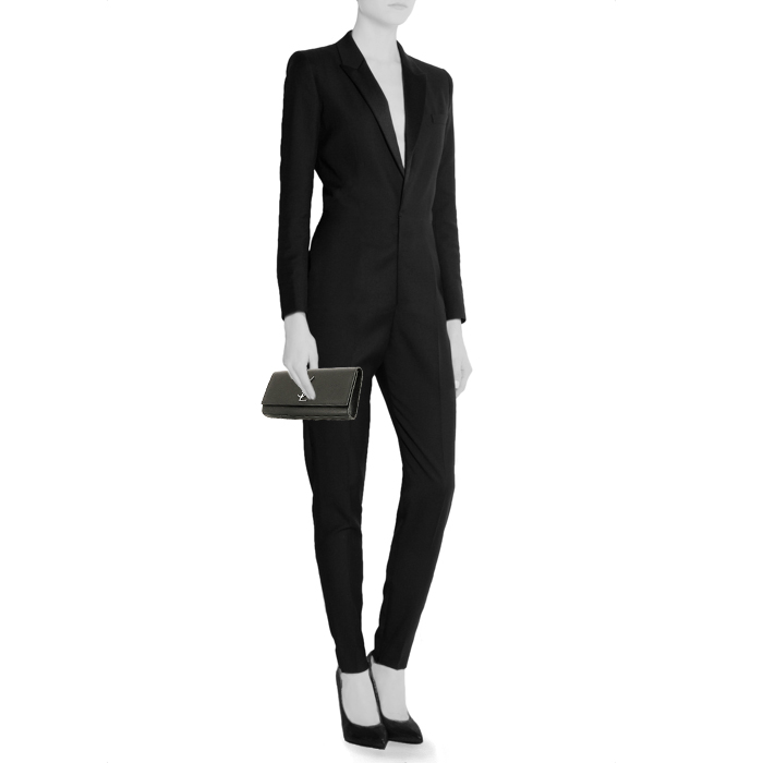 Pochette Saint Laurent  Kate en cuir noir - Detail D1