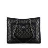 Chanel  Grand Shopping shopping bag  in black quilted leather  and blue tweed - 360 thumbnail