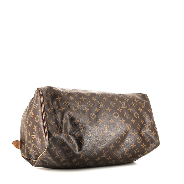 Louis Vuitton  Speedy 40 handbag  in brown monogram canvas  and natural leather - Detail D4