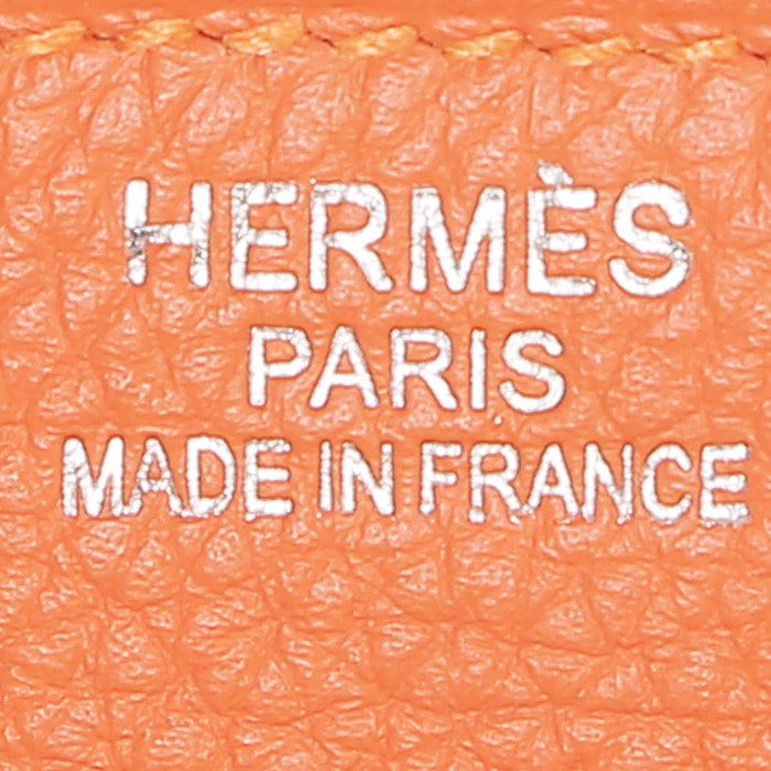 Bolso de mano Hermès  Birkin 35 cm en cuero togo naranja - Detail D3