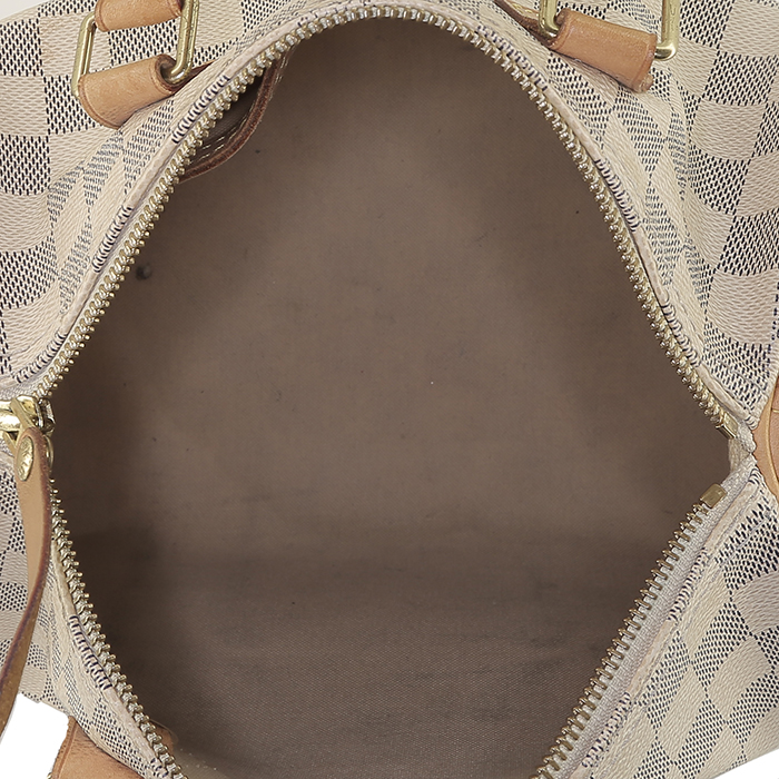 Sac à main Louis Vuitton  Speedy 25 en toile damier azur et cuir naturel - Detail D2