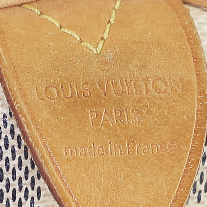 Bolso de mano Louis Vuitton  Speedy 25 en lona a cuadros azul celeste y cuero natural - Detail D3