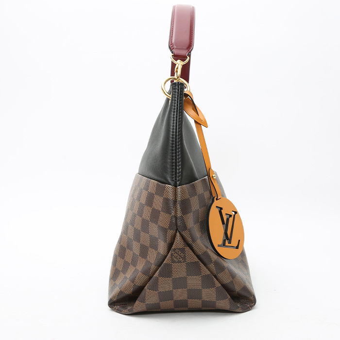 Shopping bag Louis Vuitton  Maida Hobo in tela a scacchi ebana e pelle nera - Detail D5
