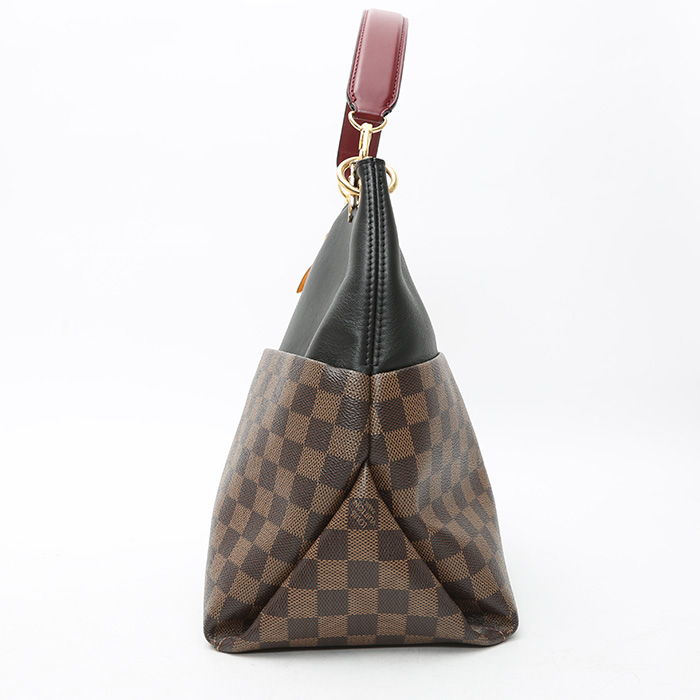 Louis Vuitton  Maida Hobo shopping bag  in ebene damier canvas  and black leather - Detail D6