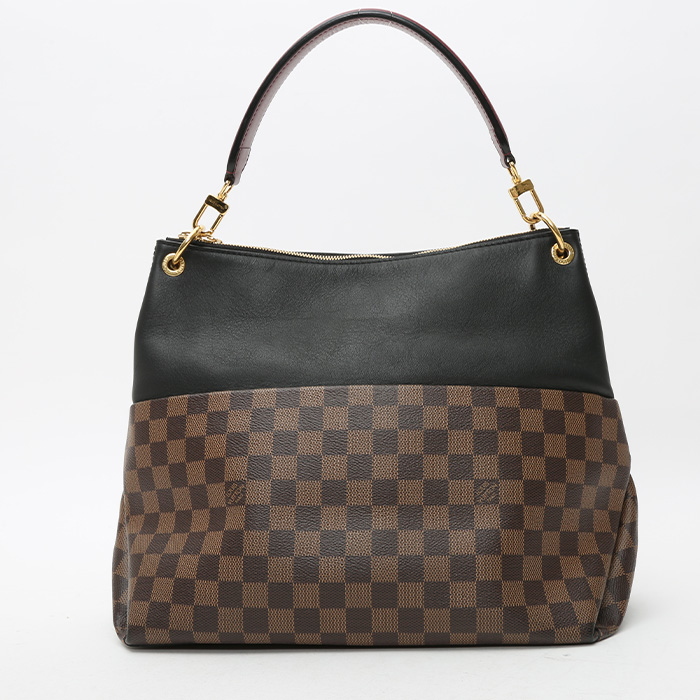 Shopping bag Louis Vuitton  Maida Hobo in tela a scacchi ebana e pelle nera - Detail D7