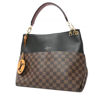 Bolso Cabás Louis Vuitton  Maida Hobo en lona a cuadros ébano y cuero negro