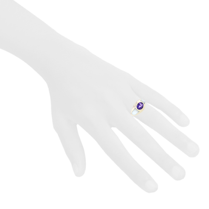 Mauboussin  ring in white gold, amethyst and mother of pearl - Detail D1