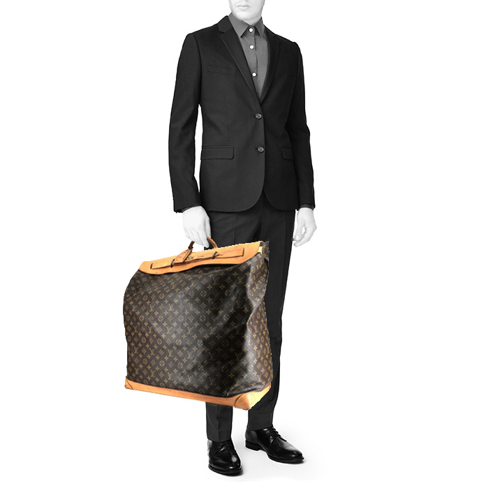 Borsa weekend Louis Vuitton  Steamer Bag 55 in tela monogram e pelle naturale - Detail D1