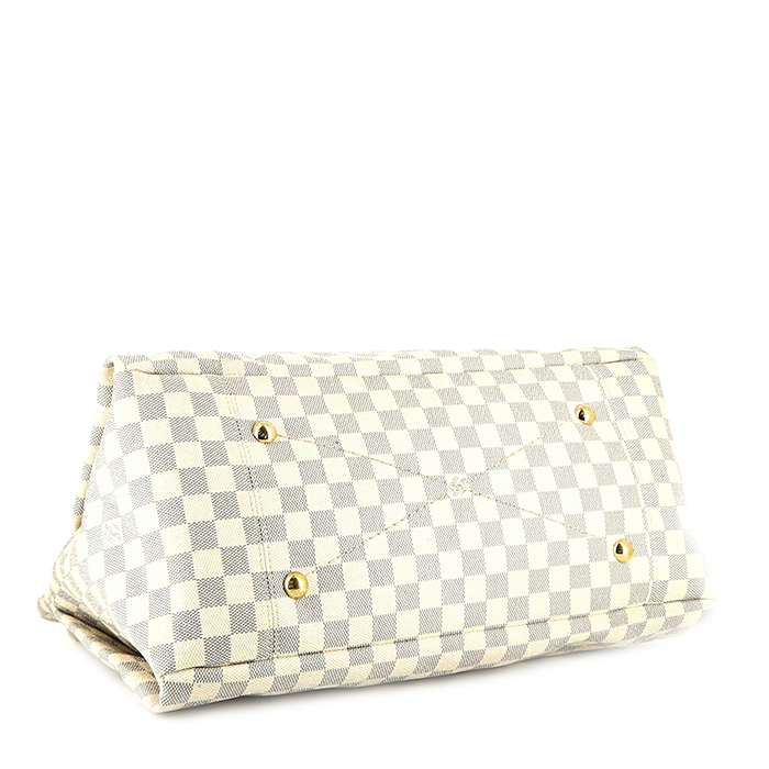 Sac à main Louis Vuitton  Artsy moyen modèle  en toile damier azur et cuir naturel - Detail D4