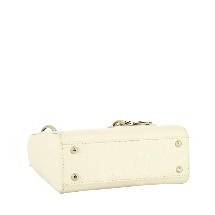 Dior  Lady Dior handbag  in white lizzard - Detail D5