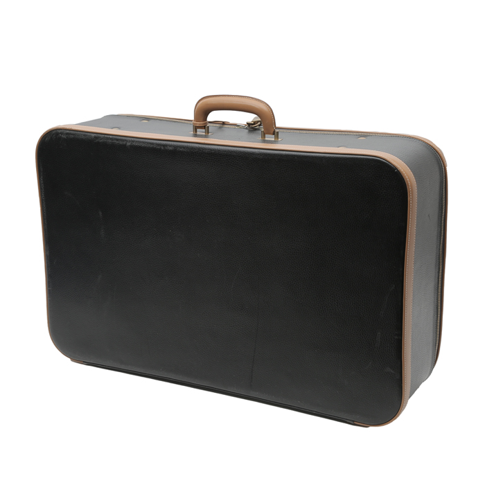 Hermès  Vintage suitcase  in black and brown leather - Detail D2