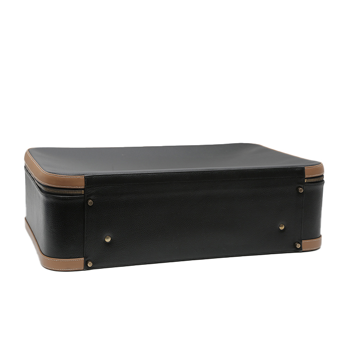 Hermès  Vintage suitcase  in black and brown leather - Detail D5