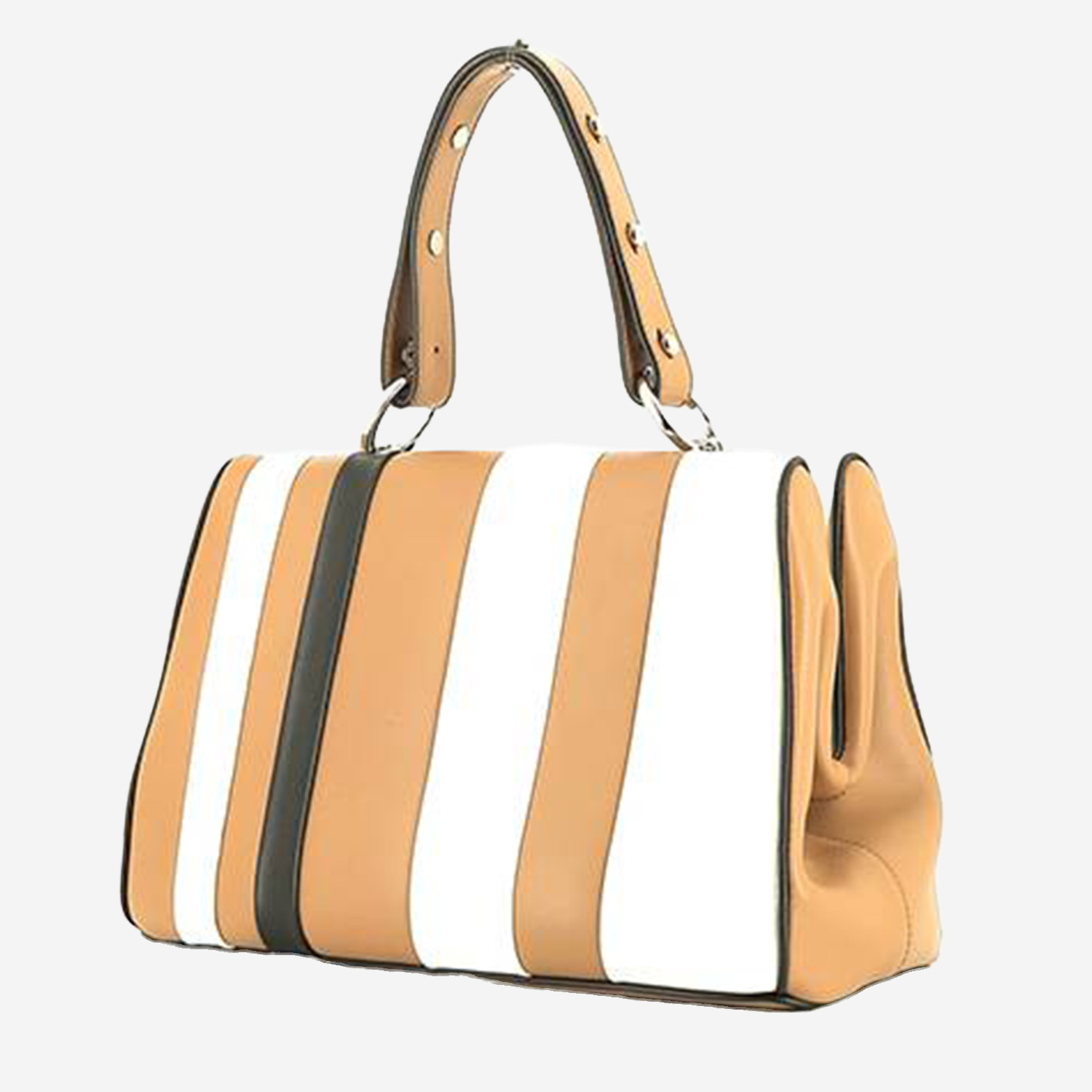 Prada handbag in beige, white and black tricolor leather