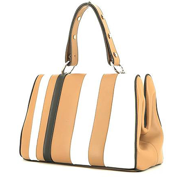 Bolso de mano Prada   en cuero tricolor beige blanco y negro