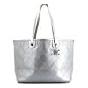 Chanel   shopping bag  in silver quilted leather - 360 thumbnail