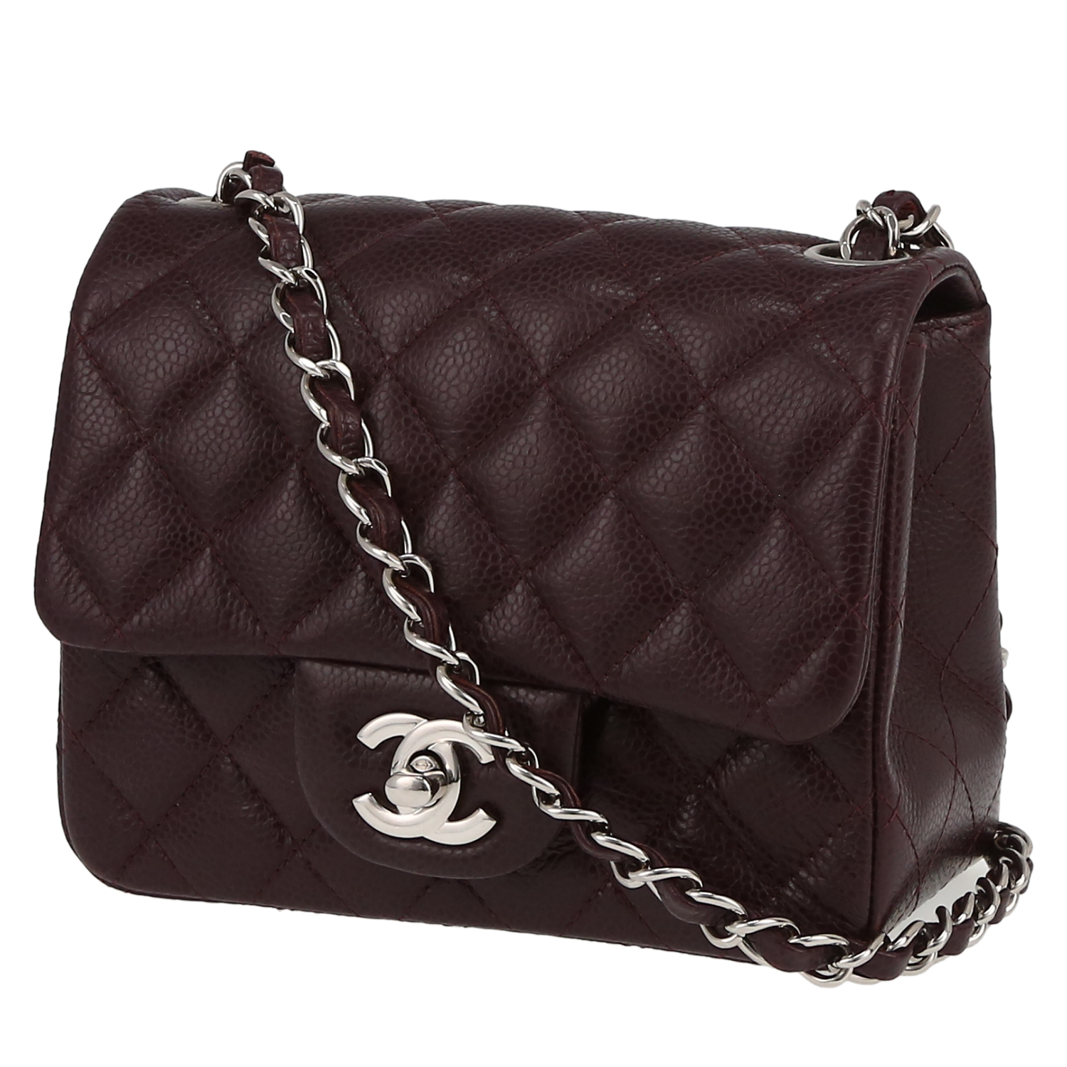 Chanel Burgundy Quilted Patent Leather Classic Square Mini Flap Bag at  1stDibs
