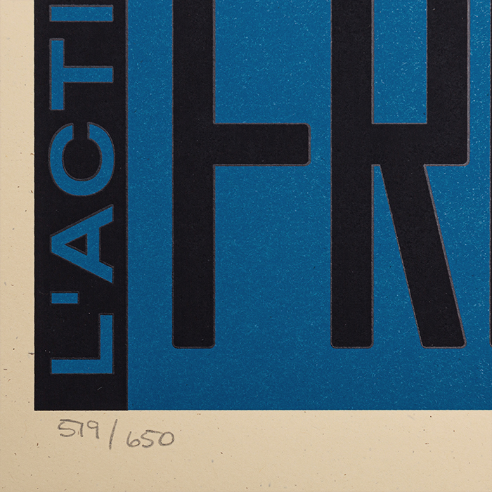 Shepard FAIREY (OBEY GIANT), “Marianne: l'action vaut plus que les mots”, sérigraphie en couleurs sur papier, signée et numérotée, de 2021 - Detail D3