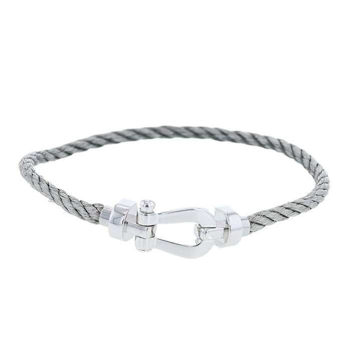 Fred Force 10 medium model bracelet in white gold and stainless steel - 00pp