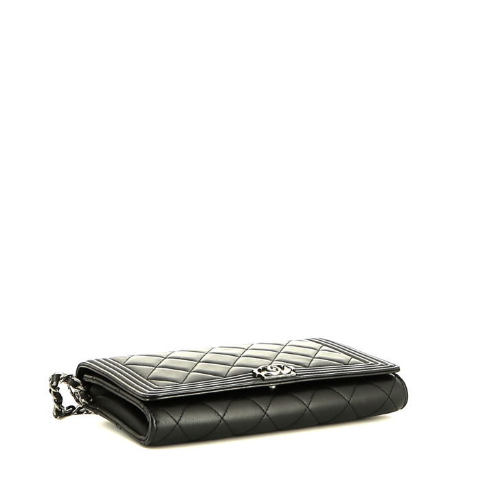 Chanel   pouch  in black quilted leather - Detail D4