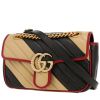 Gucci  GG Marmont mini  shoulder bag  in black, beige and burgundy quilted leather - 00pp thumbnail