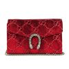 Gucci  Dionysus handbag/clutch  in red velvet  and red leather - 360 thumbnail