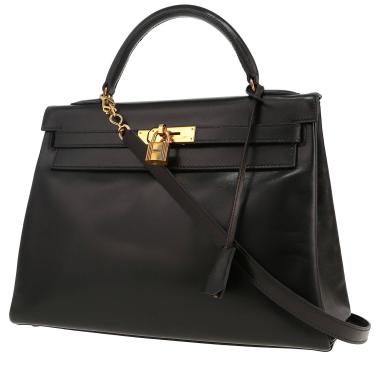 Bolso de mano Hermès  Kelly 32 cm en cuero box negro