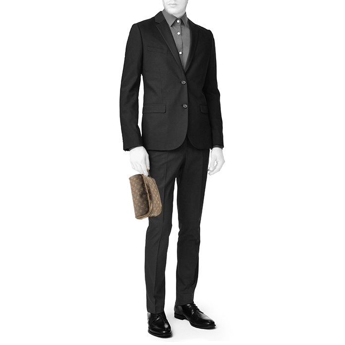 Nécessaire de toilette Louis Vuitton   en toile monogram marron et cuir naturel - Detail D1