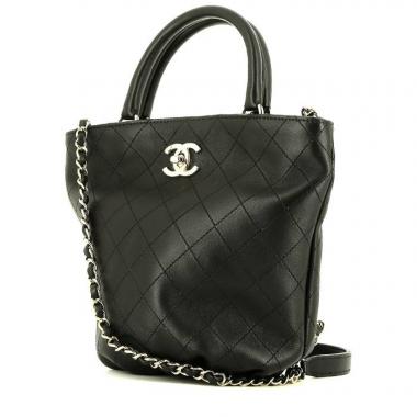 Chanel Vintage 1990's Black Quilted Patent Vanity Shoulder Bag