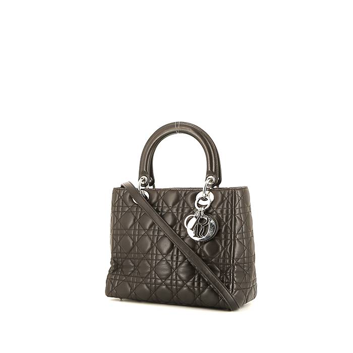 Lady Dior Handbag In Brown Leather Cannage