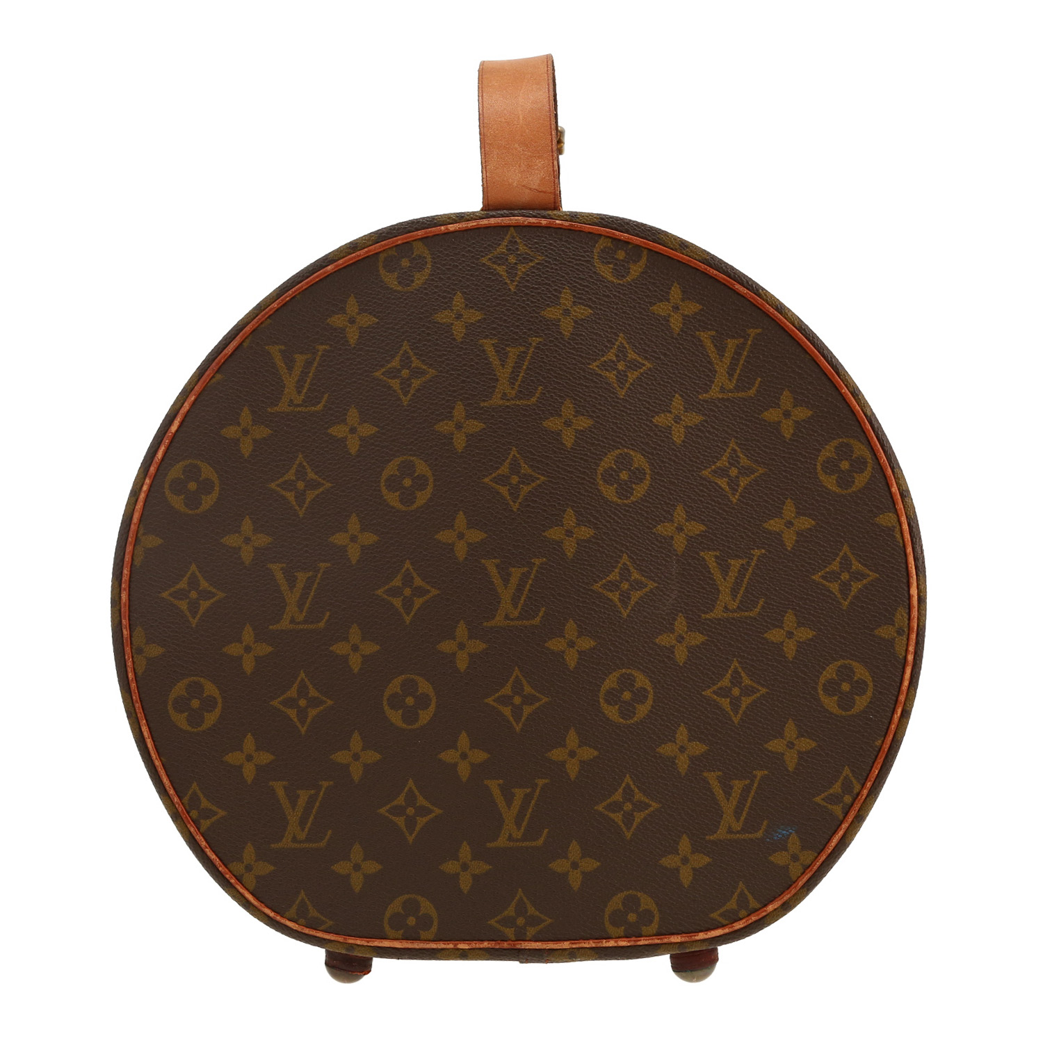 Louis Vuitton   hat box  in brown monogram canvas  and natural leather - Detail D1