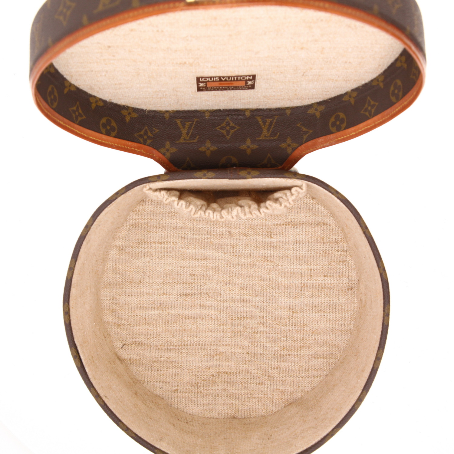 Cappelliera Louis Vuitton   in tela monogram marrone e pelle naturale - Detail D3