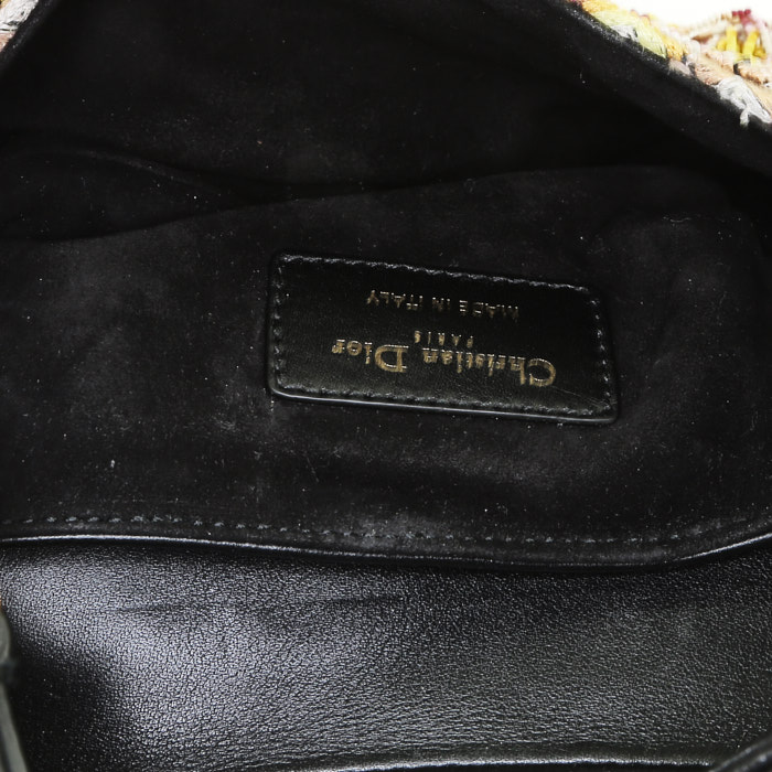 Sac à main Dior  Saddle petit modèle  en toile multicolore et cuir noir - Detail D2