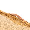 Hermès, large and rare wicker and glass tray, leather handles, signed, of 2017 - Detail D1 thumbnail