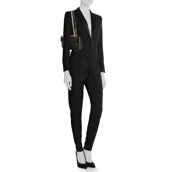 Gucci  GG Marmont mini  shoulder bag  in black quilted leather - Detail D1