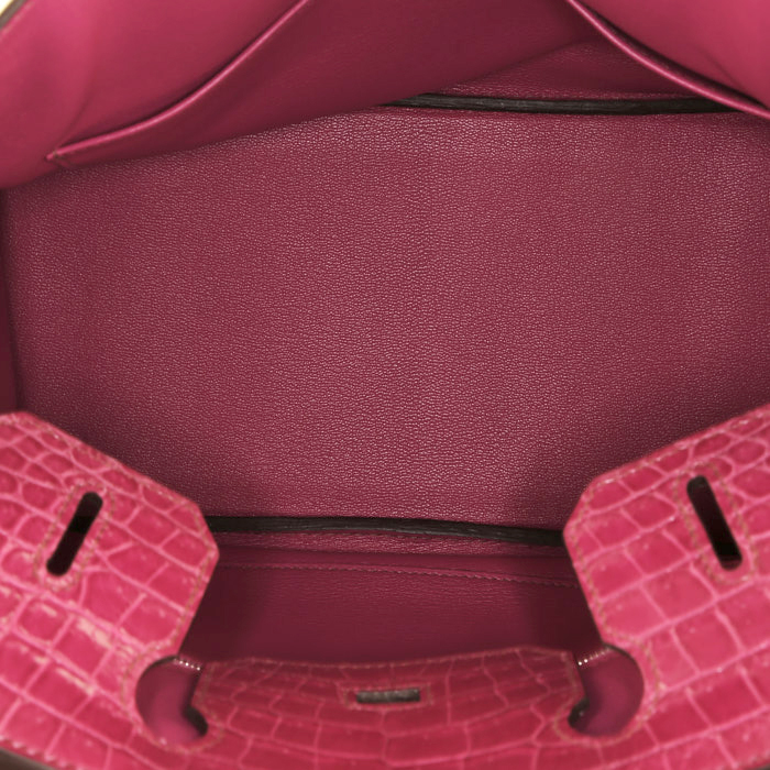 Bolso de mano Hermès  Birkin 30 cm en cocodrilo porosus Rose Sheherazade - Detail D2