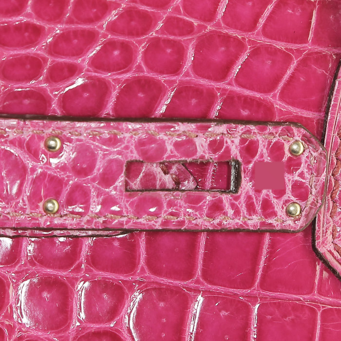 Bolso de mano Hermès  Birkin 30 cm en cocodrilo porosus Rose Sheherazade - Detail D4