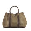 Hermès  Garden Party shopping bag  in dark green plastic  and brown leather - 360 thumbnail