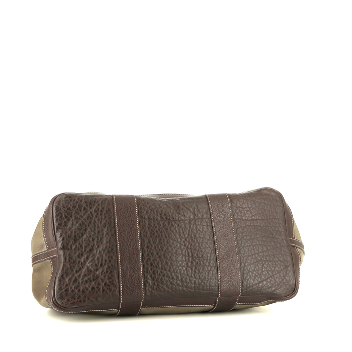Bolso Cabás Hermès  Garden Party en plástico verde oscuro y cuero marrón - Detail D4