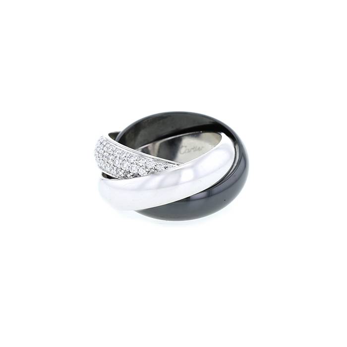Cartier Trinity large model ring in white gold, diamonds and ceramic - 00pp