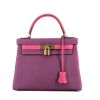 Hermès  Kelly 28 cm handbag  in purple and pink bicolor  togo leather - 360 thumbnail