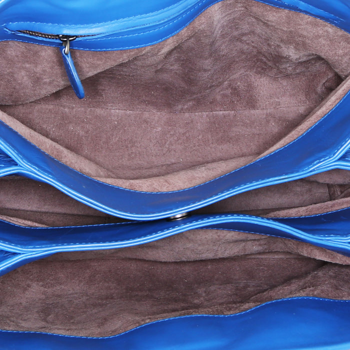 Bolso bandolera Bottega Veneta  Roma en cuero intrecciato azul - Detail D3