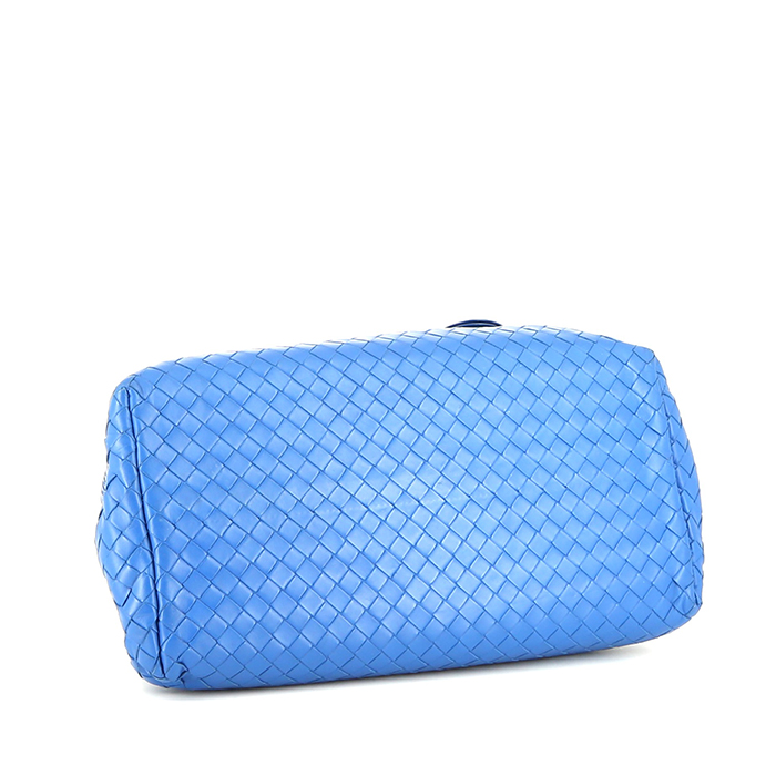Borsa a tracolla Bottega Veneta  Roma in pelle intrecciata blu - Detail D5