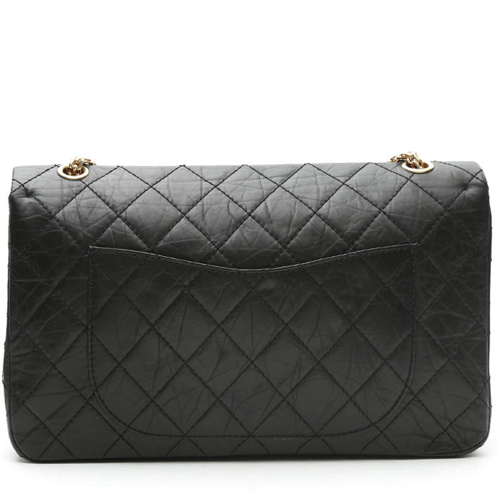 Chanel  Chanel 2.55 shoulder bag  in black quilted leather - Detail D8